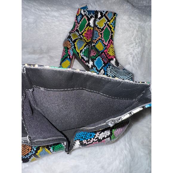 Chunky BlockHeels Open Toe Ankle Snake Prints Booties Multicolor Sz 42 Woman - Picture 5 of 6